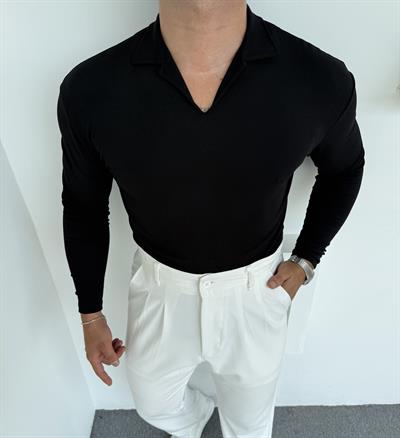 CRAP UZUNKOL HEMŞİRE YAKA SWEATSHİRT SİYAH