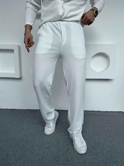 Crep Baggy Pantolon Beyaz