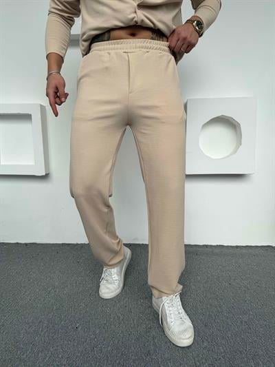 Crep Baggy Pantolon Krem