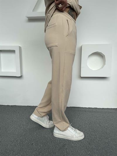 Crep Baggy Pantolon Krem