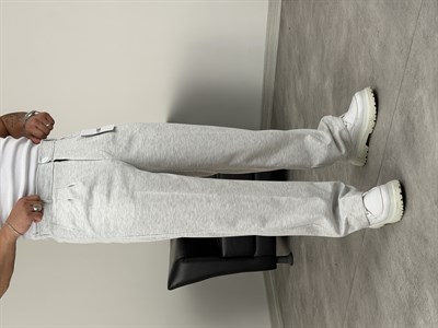 DABIL FACE KUMAŞ PİLELİ BAGGY PANTOLON AÇIK GRİ