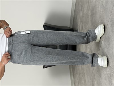 DABIL FACE KUMAŞ PİLELİ BAGGY PANTOLON KOYU GRİ