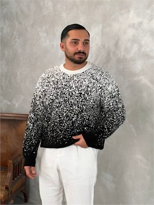Desenli %100 Triko Yüksek Kalite Sweatshirt Siyah