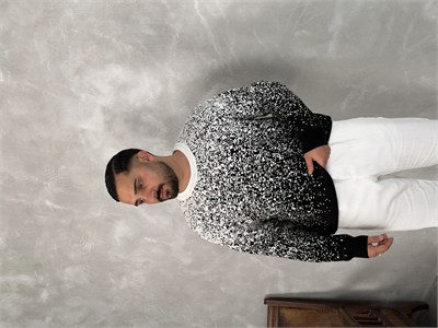 Desenli %100 Triko Yüksek Kalite Sweatshirt Siyah