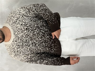 Desenli %100 Triko Yüksek Kalite Sweatshirt Kahverengi