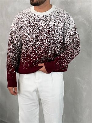 Desenli %100 Triko Yüksek Kalite Sweatshirt Bordo