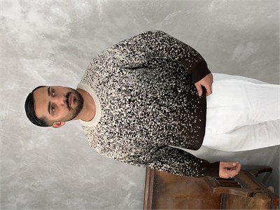 Desenli %100 Triko Yüksek Kalite Sweatshirt Kahverengi