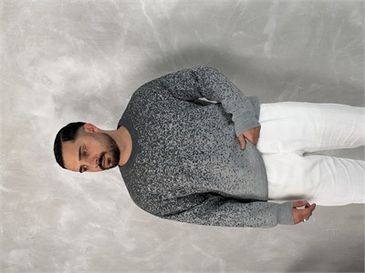 Desenli %100 Triko Yüksek Kalite Sweatshirt Gri