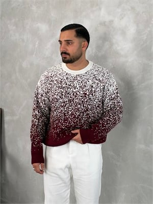 Desenli %100 Triko Yüksek Kalite Sweatshirt Bordo