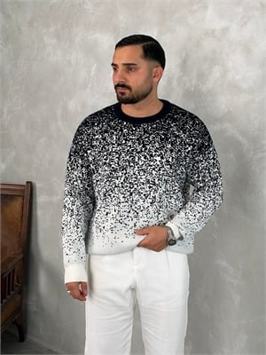 Desenli %100 Triko Yüksek Kalite Sweatshirt Lacivert
