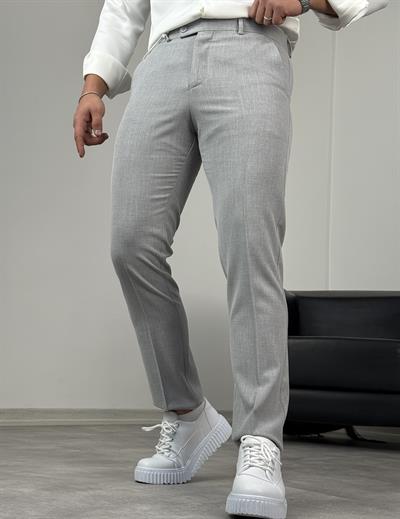 DİL DETAY KANCALI PREMİUM KUMAŞ PANTOLON GRİ