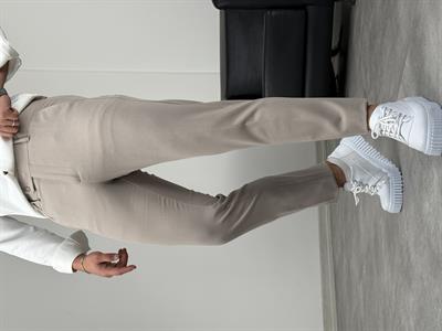 DİL DETAY KANCALI PREMİUM KUMAŞ PANTOLON BEJ