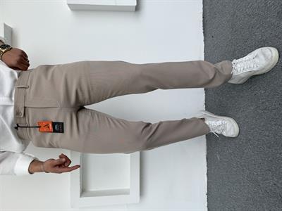 Dil Detay Klasik Premium Kumaş Pantolon Acı Krem