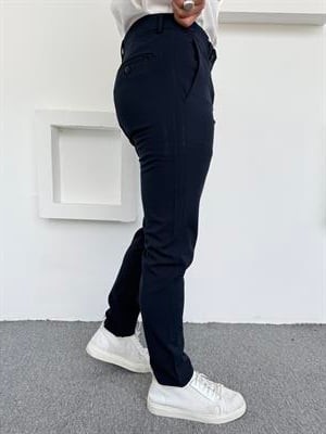 Dil Detay Klasik Premium Kumaş Pantolon Lacivert