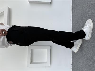 Dil Detay Klasik Premium Kumaş Pantolon Siyah