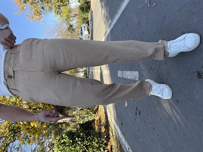 DİL DETAY YÜKSEK KALİTE KADİFE PANTOLON BEJ