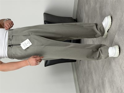 DİL DETAYLI PİLELİ VİSKON SUPER BAGGY PANTOLON ÇAĞLA YEŞİLİ