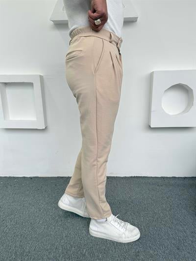 Dilli Pileli Crap Pantolon Krem