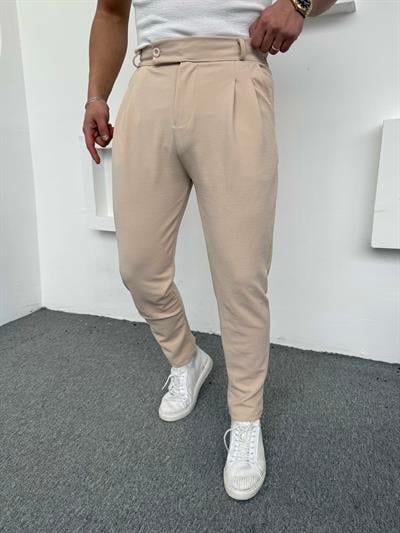 Dilli Pileli Crap Pantolon Krem