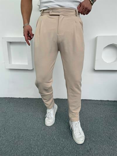 Dilli Pileli Crap Pantolon Krem