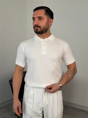 DÖKÜMLÜ TRİKO POLO YAKA TİŞÖRT BEYAZ