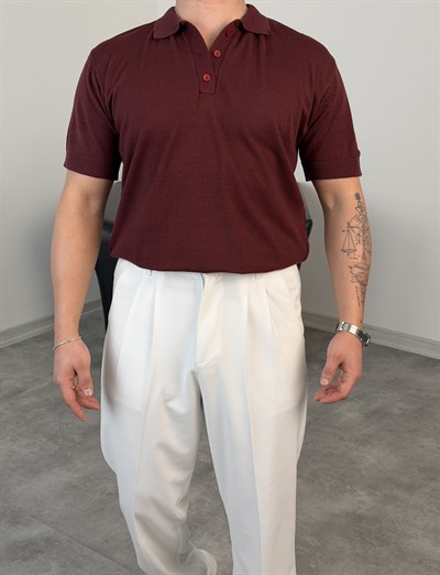 DÖKÜMLÜ TRİKO POLO YAKA TİŞÖRT MÜRDÜM