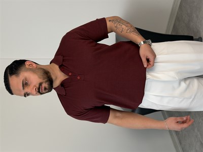DÖKÜMLÜ TRİKO POLO YAKA TİŞÖRT MÜRDÜM