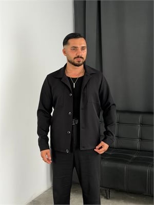 Düğmeli Klasik Ceket Siyah