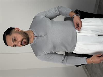 DÜĞMELİ MODAL KUMAŞ PREMİUM SWEATSHİRT GRİ