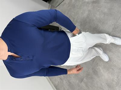 DÜĞMELİ MODAL KUMAŞ PREMİUM SWEATSHİRT LACİVERT