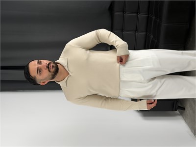 Elmas %100 Triko Polo Yaka Sweatshirt Bej