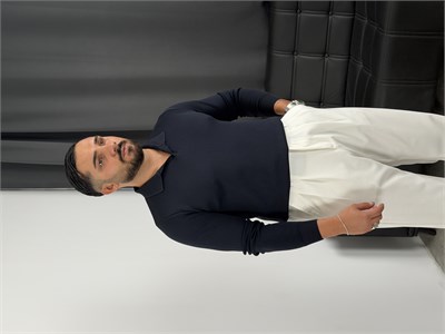 Elmas %100 Triko Polo Yaka Sweatshirt Lacivert