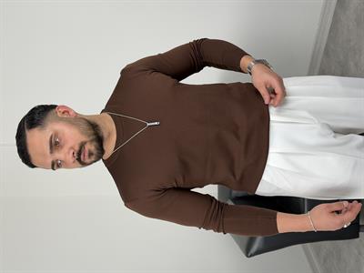 ELMAS KUMAŞ BASİC TRİKO SWEATSHİRT ACI KAHVE