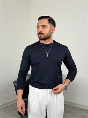 ELMAS KUMAŞ BASİC TRİKO SWEATSHİRT LACİVERT