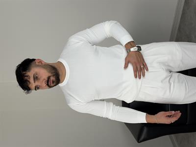 ELMAS KUMAŞ ÇİZGİLİ TRİKO SWEATSHİRT BEYAZ