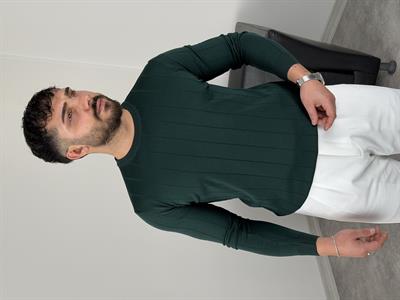 ELMAS KUMAŞ ÇİZGİLİ TRİKO SWEATSHİRT ZÜMRÜT YEŞİLİ