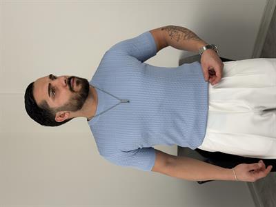 ELMAS TRİKO HALAT DESEN BİSİKLET YAKA TİŞÖRT BEBE MAVİSİ