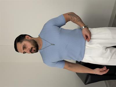 ELMAS TRİKO HALAT DESEN BİSİKLET YAKA TİŞÖRT BEBE MAVİSİ