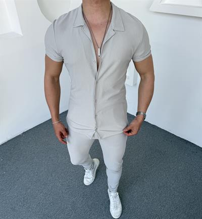 Fitil Detay Ottoman Takım Gri