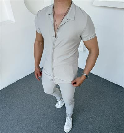 Fitil Detay Ottoman Takım Gri