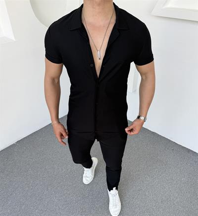 Fitil Detay Ottoman Takım Siyah