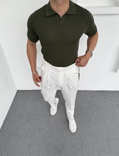 Fitilli Triko Polo Yaka Haki