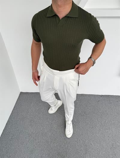 Fitilli Triko Polo Yaka Haki