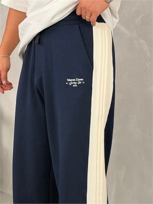 Garnili Nakış Detaylı Süper Baggy Eşofman Lacivert