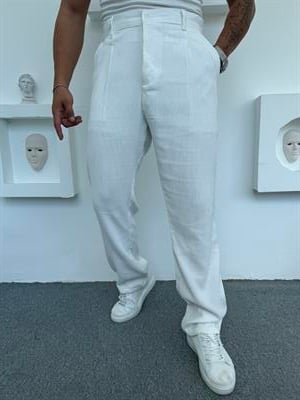 GRAMAJLI BAGGY KALIP KADİFE PANTOLON BEYAZ