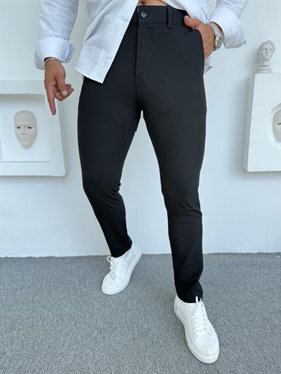 GRAMAJLI KLASİK SLİMFİT KUMAŞ PANTOLON SİYAH