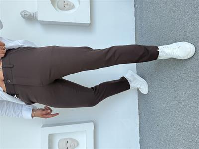 GRAMAJLI KLASİK SLİMFİT KUMAŞ PANTOLON ACI KAHVE