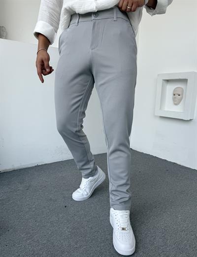 GRAMAJLI ÖRME KLASİK KUMAŞ PANTOLON GRİ