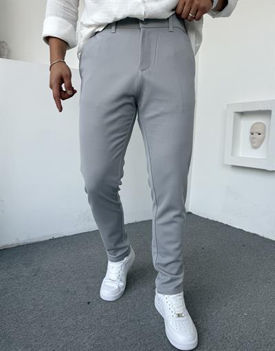 GRAMAJLI ÖRME KLASİK KUMAŞ PANTOLON GRİ