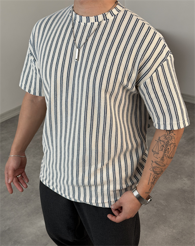 HALAT ÖRGÜ OVERSİZE TRİKO TİŞÖRT LACİVERT